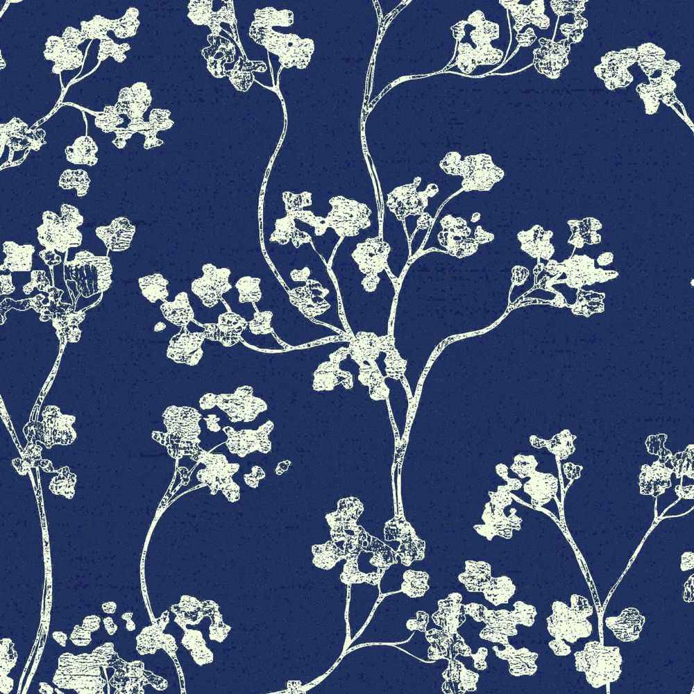 Navy Floral Wallpaper