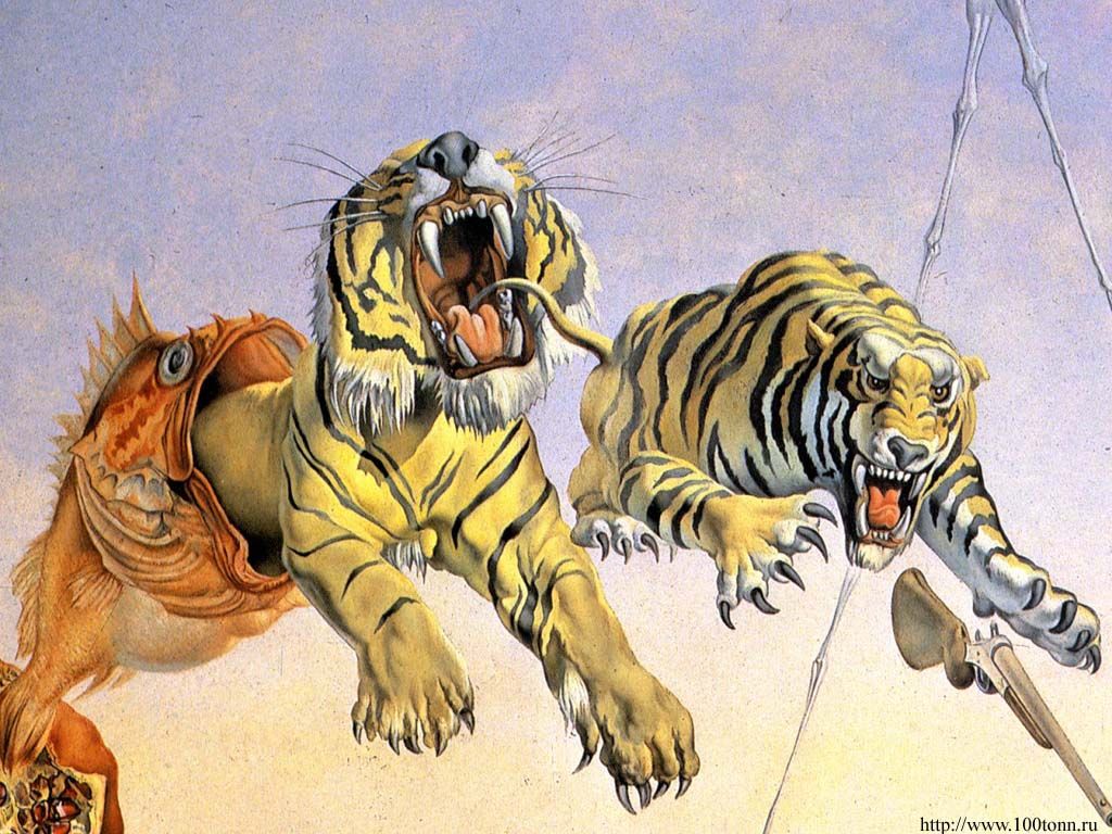 Salvador Dali Paintings Tiger 1258850 Hd Wallpaper And Backgrounds