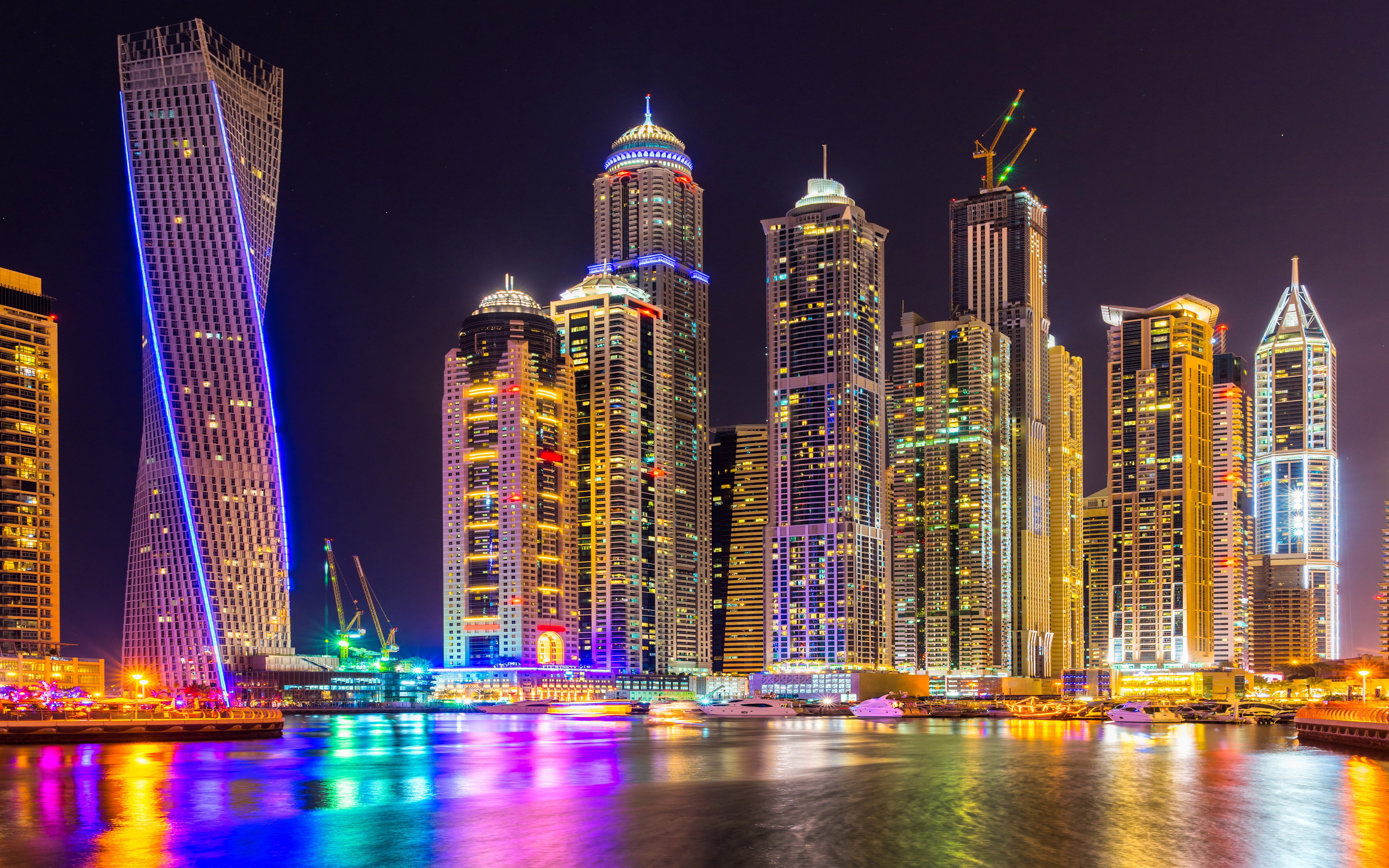 Download Dubai City Of Skyscrapers, Tall Buildings, Night Light