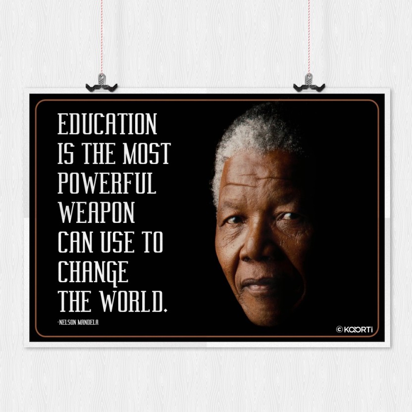 Education Is The Most Powerful - Nelson Mandela Black Background ...