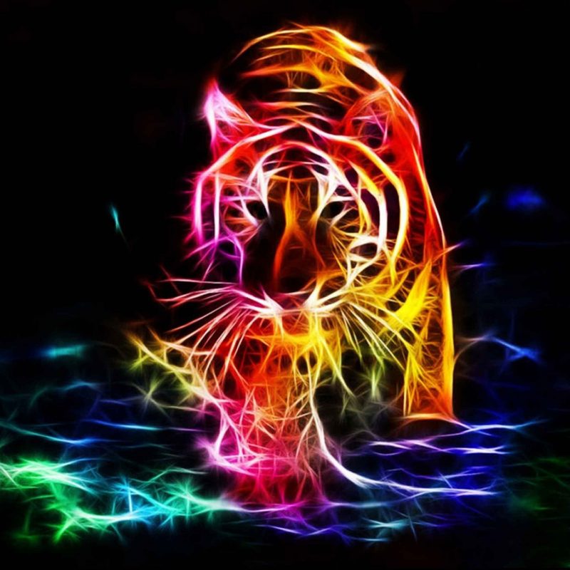 10 New Amazing 3d Animated Wallpapers Hd Full Hd 1080p - Fractal Tiger ...