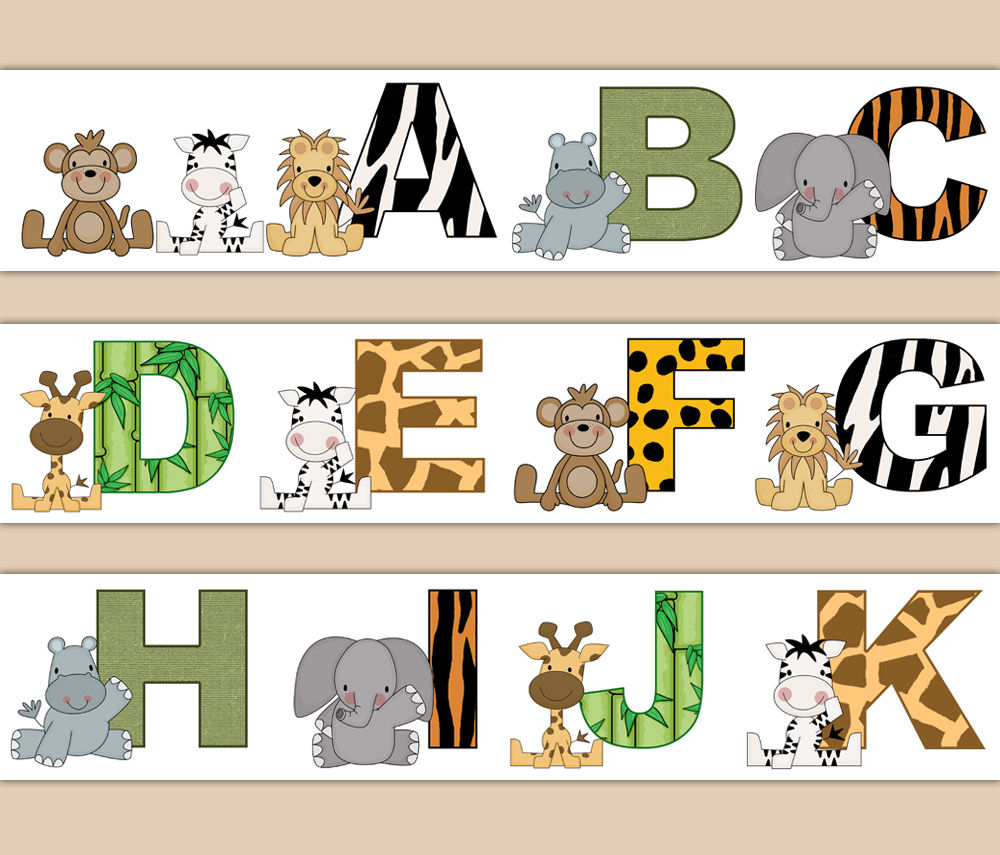 Jungle Safari Decal Animal Print Alphabet Wallpaper Jungle Animals Alphabet 2033869 HD 