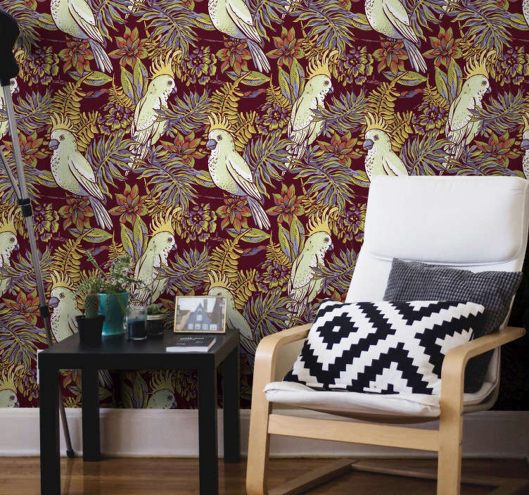 Living Room Wallpaper Floral Parrot - Behang Woonkamer (#2849326) - HD ...