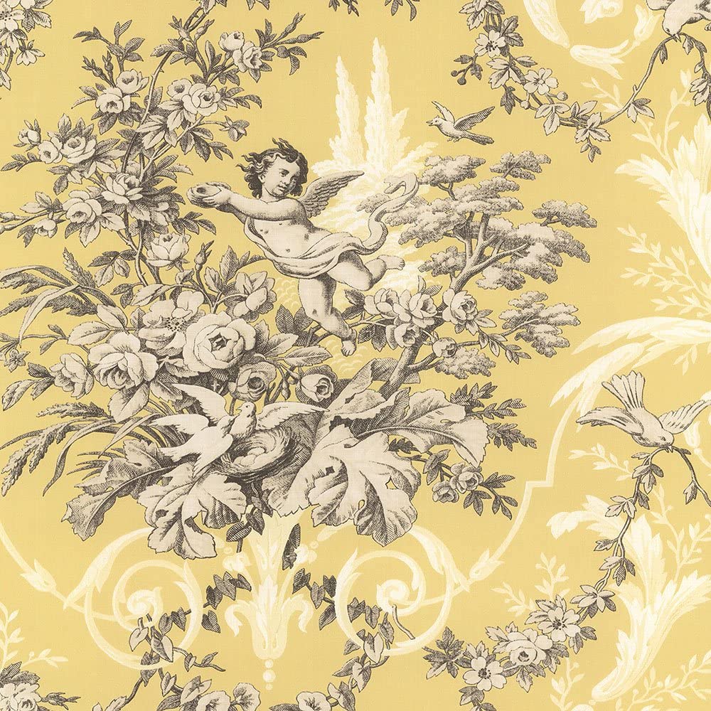 Download Norwall Ch22539 Fabric Toile Wallpaper - Fabric Toile Yellow ...