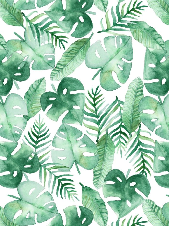Tropical Print Wallpaper Tropical Leaves Leaf Green - Tropical Green ...