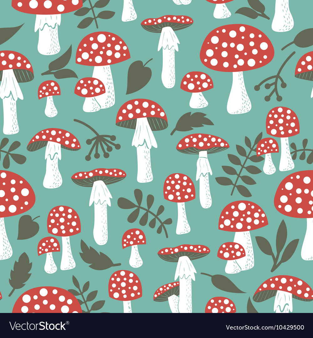 Poisonus Mushrooms Doodle Style Wallpaper - Mushroom Pattern (#3122862