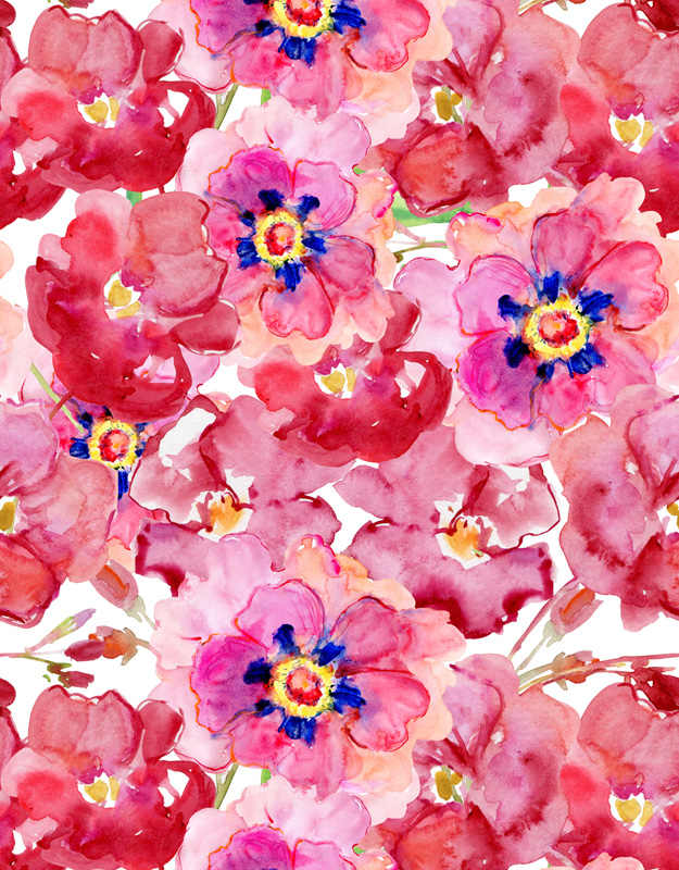 Download Watercolour Style Vinyl Cloth Nice Flower Wallpaper ...