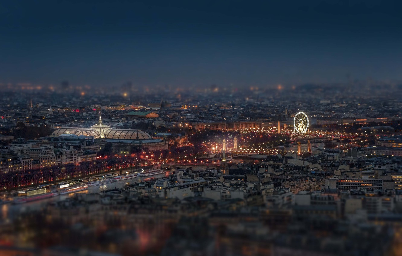 Photo Wallpaper Lights Paris Night France Bridges Vue Paris La
