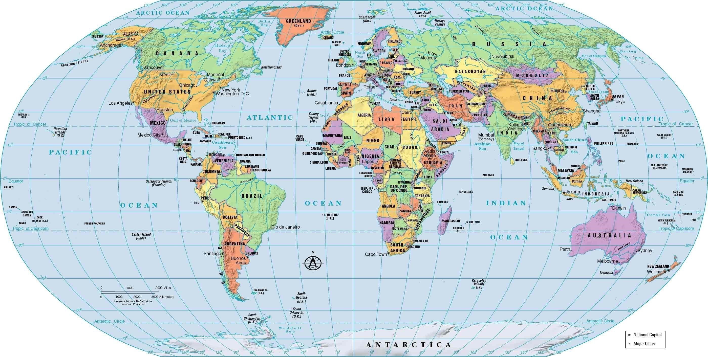 Download World Map Political Country And Capitals Free Download - High