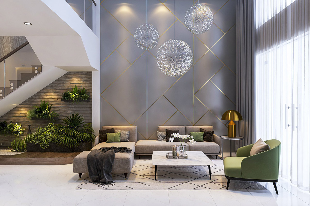 living room modern grey wallpaper